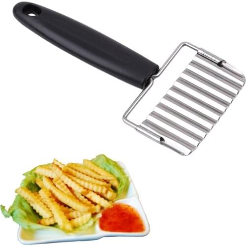Potato French Fry Cutter Stainless Steel Kitchen Accessories Serrated Blade Easy Slicing Banana Fruits Potato Wave Knife Chopper