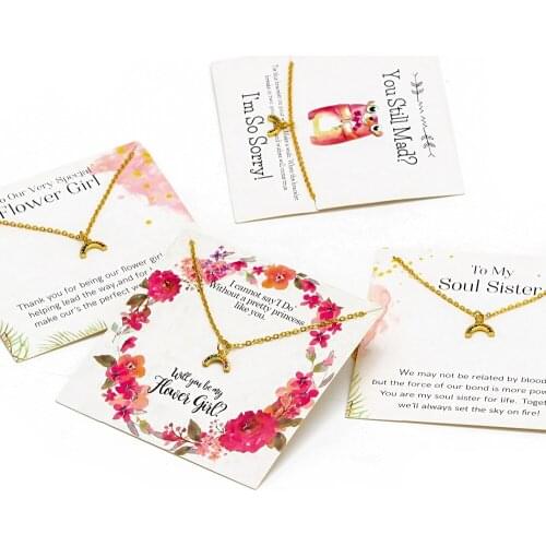 Soul Sister Wish Card Necklace Colorful Zircon Pendant Necklace Apology Card Chain CZ Choker Necklace Gift For Women Girls
