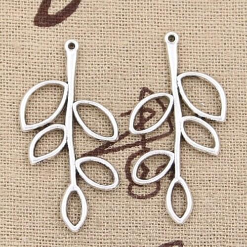 20pcs Charms Leaf Branch 38x18mm Handmade Craft Pendant Making fit,Vintage Tibetan Bronze Silver color,DIY For Bracelet Necklace