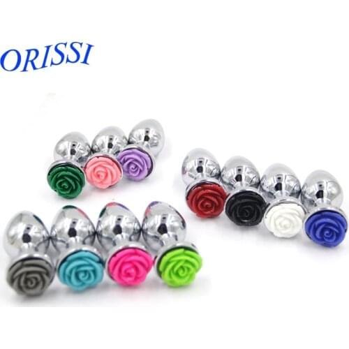 Rose Small Size 28*75MM Stainless Steel Anal Plug Butt Plug Anal Sex Toy Metal Plug Massager Adult Games