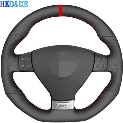 Hand-stitched Car Steering Wheel Cover For Volkswagen Golf 5 Mk5 GTI VW Golf 5 R32 Passat R GT 2005 Black Artificial Leather