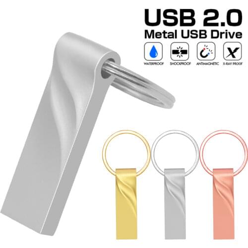 Sliver Golden metal pen drive 128GB USB Flash Drive 8GB 16GB 32GB 128GB memory stick flash card 4GB 8GB memoria u disk PENDRIVE