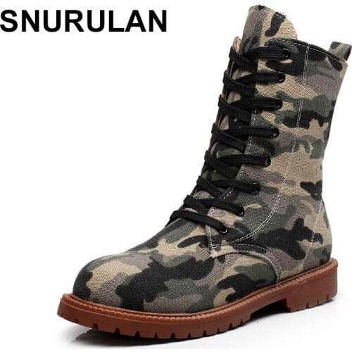 SNURULANNew brand casual boots for women Martin England style camouflage boots for womenE038