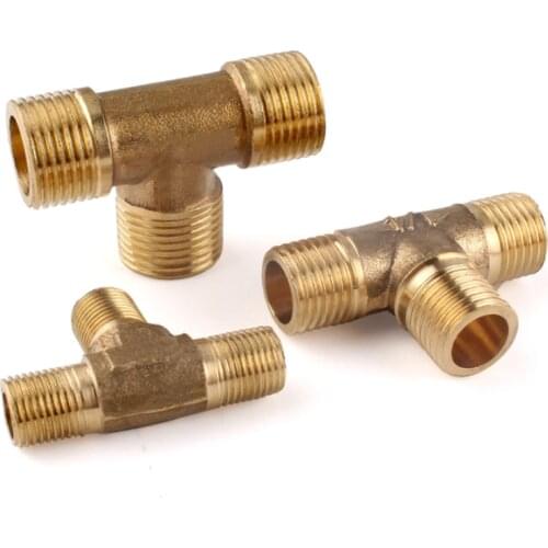 1/8" 1/4" 3/8" 1/2" BSP Male Thread Tee Type 3 Way Brass Pipe Fitting Adapter Coupler Connector For Water