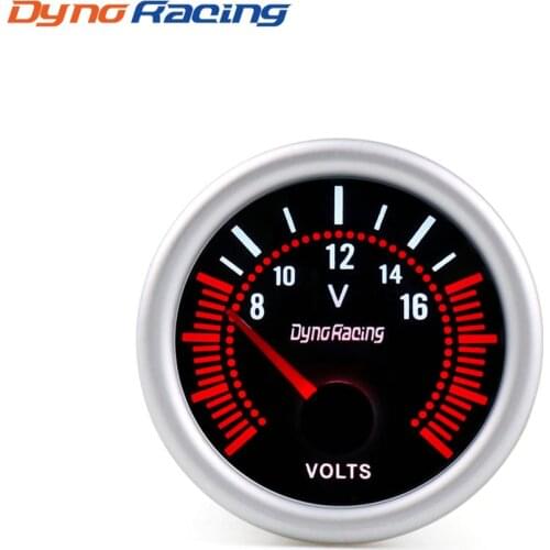 Dynoracing 2'' 52mm Universal Smoke Lens Voltmeter White LED 8-16V Voltage Gauge Car Meter BX101315