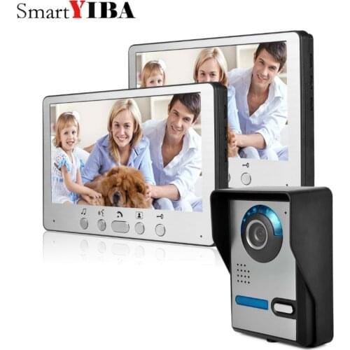 SmartYIBA 2* 7"monitor Video Door Phone Home Security Intercom System Doorphone With Waterproof Outdoor IR Camera Night Vision