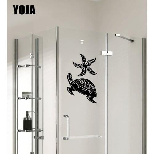 YOJA 26x15.8CM Cute Starfish And Turtle Bathroom Shower Decal Room Wall Sticker Decoration G2-0212