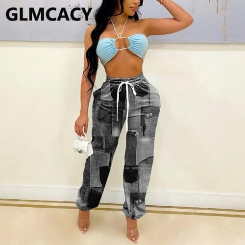 Women Casual High Waist Drawstring Jogger Pants