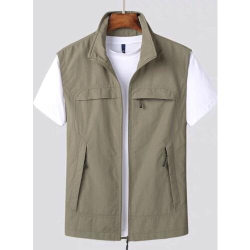 Men Clothing Male Casual Summer Techwear Sleeveless Vest Sportswear Multi Pocket Photograph Fishing Tourist Climbing Waistcoat