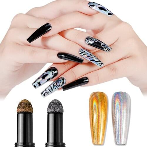 1 Pcs Nail Art Local Tyrant Gold Laser Silver Glitter Magic Pen Magic Mirror Powder Cushion Pen Color Chameleon DIY Nail Design