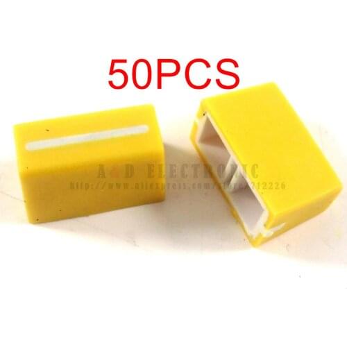 50pcs Fader Cap Straight Slide Potentiometer Cap / 22mm * 14mm for Rane TTM-54 56 57 61 68 Sixty-Eight yellow Color