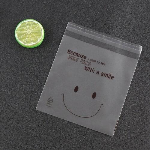 500PCS Smile Printed Cellophane Cookie Bag Biscuit Plastic Packing Bag Wedding Favor Candy Bag OPP Bag With Self Adhesive 10x10