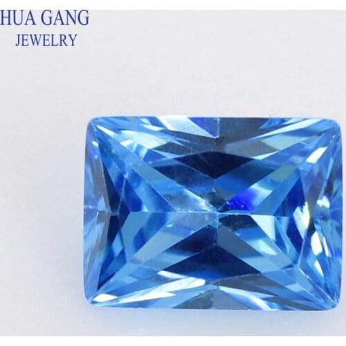 5A Sea Blue Rectangle Shape Cut CZ Stone Synthetic Gems Cubic Zirconia For Jewelry Size 2x4~10x14mm Free Shipping