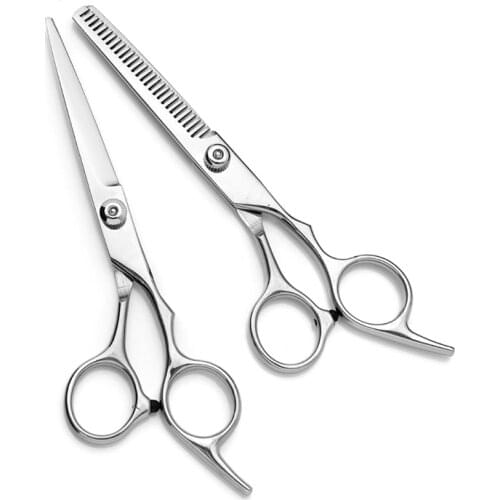 6 Inch Cutting Thinning Styling Tool Hair Scissors Stainless Steel Salon Hairdressing Shears Regular Flat Teeth Blades