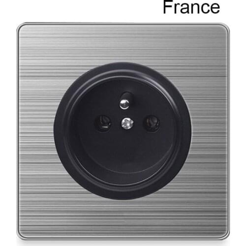 86 type France Socket 1 2 3 Gang 1 2 Way home switch Press button with led brushed stainless steel switch Germany UK US socket