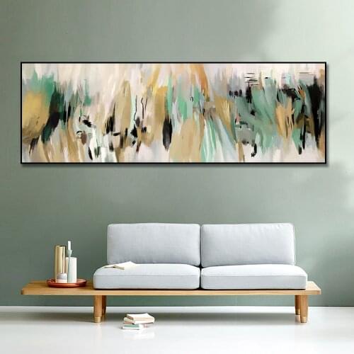 Abstract Art In Black Green And Yellow Canvas Painting Poster Print Nordic Wall Art Picture For Living Room Home Frameless
