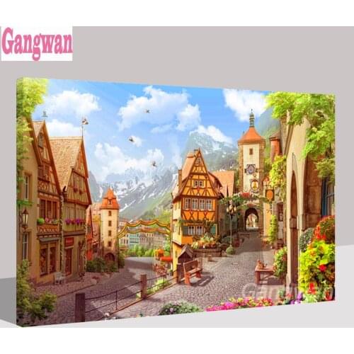 Street garden Landscape 5d diy Diamond Painting cross stitch Diamant rhinestone full square round mosaic embroidery home decor