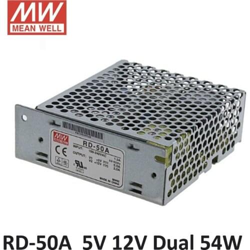 Original Mean well RD-50A 54W 5V 6A 12V 2A Dual output Meanwell Power Supply 85-264VAC input 5V 12V Power supply adjustable