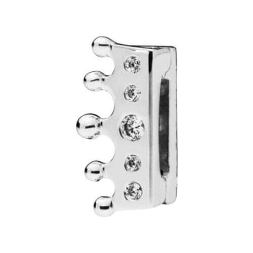 Genuine 925 Sterling Silver Charm Reflexions Royal Crown Clip With Crystal Beads Fit Pan Bracelet & Bangle Diy Jewelry