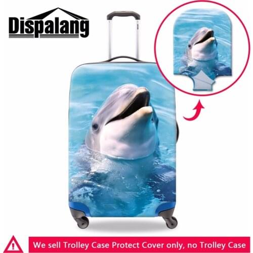 Animal Dolphins Print tsuitcase luggage covers for girls elastic polyester travel luggage cover for lady 3D travel luggage cover