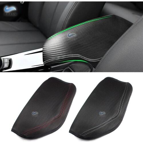 For BMW 3 Series F30 2013 2014 2015 2016 2017 2018 Carbon Texture Microfiber Leather Car Interior Center Armrest Box Cover Trim