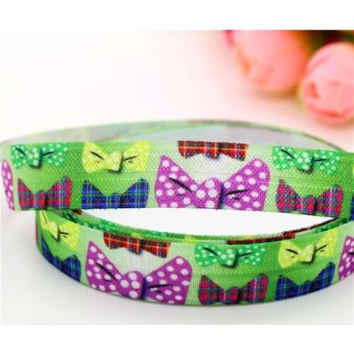DHK 5/8'' 5yards Fold Elastic FOE bows printed headband headwear hairband decoration OEM Wholesale E535