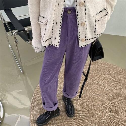 HziriP Femme Loose High Quality 2021 Plus Size New Straight Solid Warm Chic Corduroy All Match Wide Pants Stylish Hot Trousers