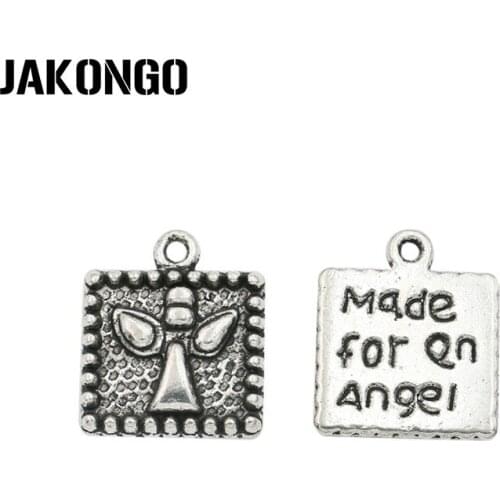 JAKONGO Tibetan Silver Plated Made for Angel Charms Pendants for Jewelry Making DIY Handmade 15x13mm 20pcs/lot