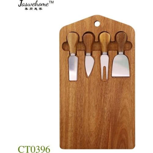 Jaswehome New Natural Acacia Cheese Board Set Cheese Knife With Board 5pcs Cheese Tool Sets Cheese Boards Slicer Knife Gift Set