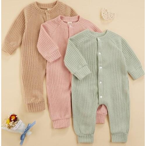 3 Colors Autumn Kids Baby Knitted Rompers Toddler Infant Solid Zipper Plaid Long Sleeve Romper Jumpsuits Overalls Casual Clothes