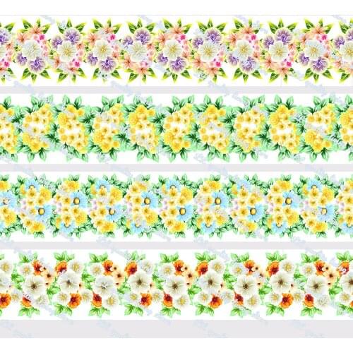 16-75mm Cartoon Flower Printed Grosgrain Ribbon/16mm Printed Elastic Foe Ribbons DIY Hair Bows Sewing Webbing 50 Yards