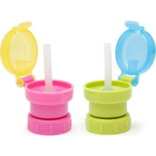 1pc Water Bottle Cap Spill Proof Juice Soda Water Bottle Twist Cover Cap With Straw Safe Drink Straw Sippy Feeding Kid Drinkware