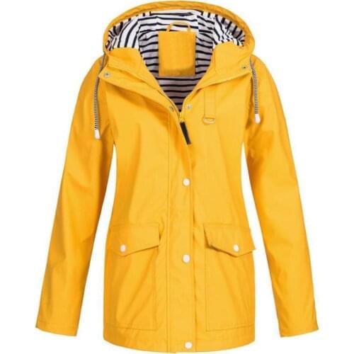Rain Jacket Women Outdoor Climbing Women Solid Color Long Sleeve Hooded Rain Jacket Windbreaker