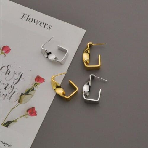Fashion Jewelry Square distortion Geometric Studs Stainless Steel Ear Studs Earrings Exaggeration For Women Party Birthday Gifts