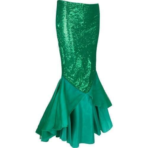 Fashion Women Mermaid Cosplay Costumes Ladies Dress Party Sequins Tulle Tail Skirts Shiny Princess Skirt Halloween Party Wear