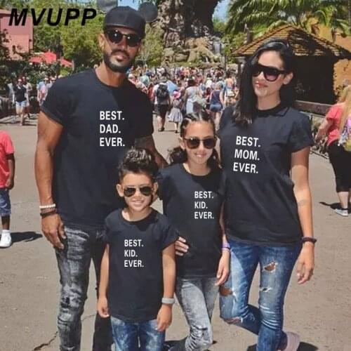 MVUPP family matching clothes Letter Printed T-shirt daddy mommy daughter son baby boys girls Summer Sun Beach Female clothing