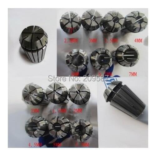 ER11 collet set 13 pcs from 1 mm to 7 mm for CNC milling lathe tool and spindle motor