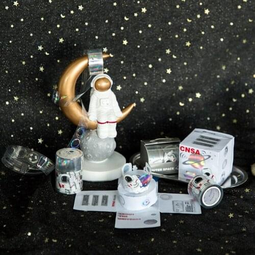 Kinbor 2pcs/set Kinbor Laser Washi Tape Set Galaxy Exploration Theme Gift Packaging Notebooks School Suppliers Tools Stationery