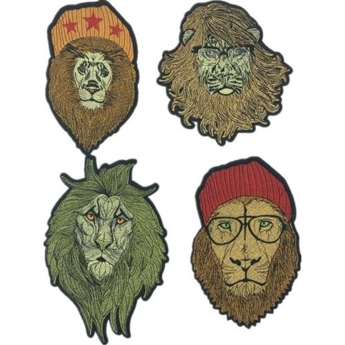 50pcs/Lot Embroidery Patches Letters Clothing Decoration Accessories Lion Head Weird Stuff Diy Iron Heat Transfer Applique