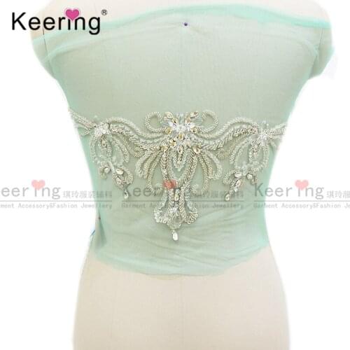 New arrival DIY rhinestone bodice applique for wedding dress WDP-010