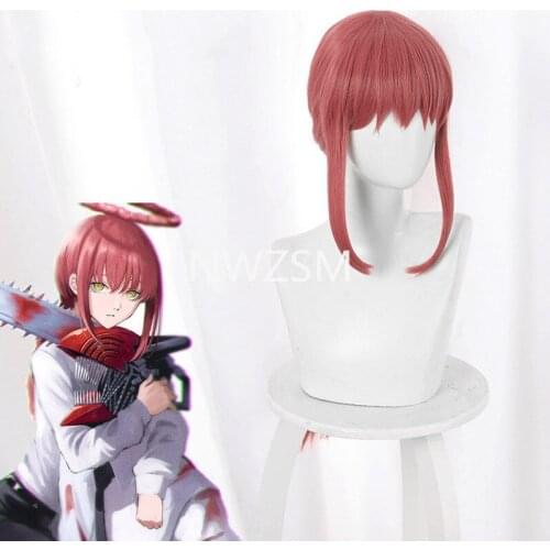 Cartoon Chainsaw Man Cosplay Makima Braid Wig Christmas Rose Red Wig Cosplay Anime Cosplay Wigs Heat Resistant Synthetic Wigs