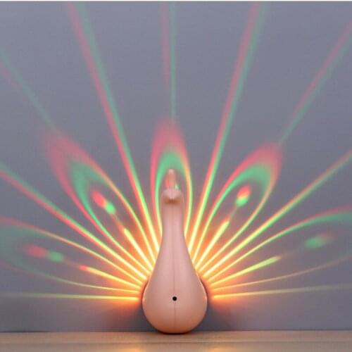 Peacock open screen projection colorful remote control home usb wall lighting/rainbow projection night lighting