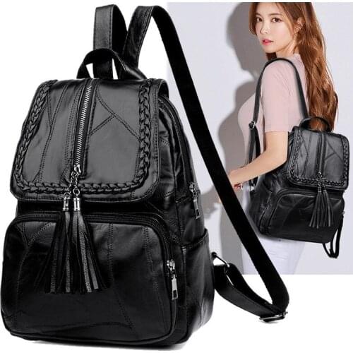 2021 Brand Minimalism Female Backpack Pu Leather Youth Women Bagpack Beautiful Fashion Girl Casual Rucksacks Lady Shoulder Bag