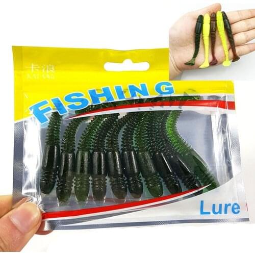 10PCS Easy Shiner Silicone Worms Soft Baits 75mm/3.1g Jigging Wobblers Fishing Lures Artificial Swimbaits For Bass Carp Tackle