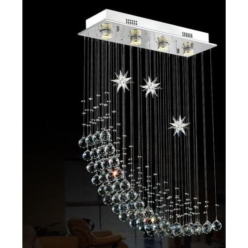 Modern minimalist moon restaurant chandeliers creative rectangular bedroom chandeliers LED living room crystal lamps led lamp
