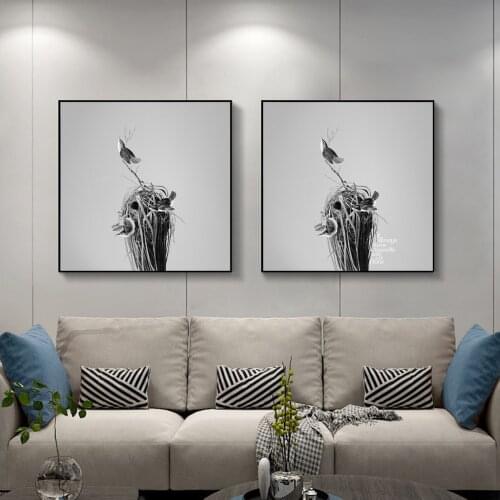 Modern Black and White Bird Nest Poster Canvas Print Painting Wall Art Living Room Home Decoration