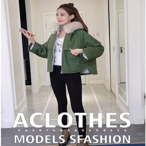 Special offer wholesale new net red autumn and winter thickened lamb wool coat female loose hooded small coat student cardigan