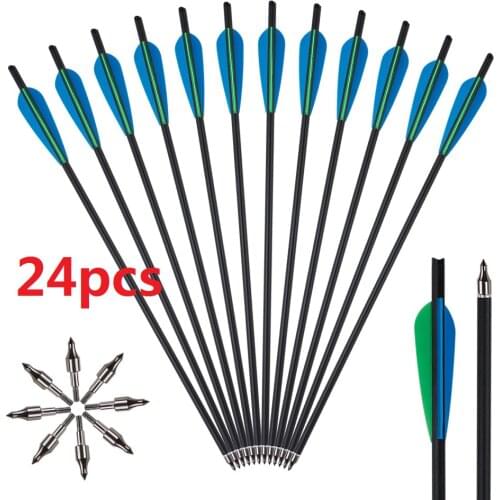 6/12/24 Pure Carbon Crossbow Arrows For Hunting Crossbow Shooting 7.5 Inch Spine Carbon Arrows Outdoor Bow And Arrow Accessories
