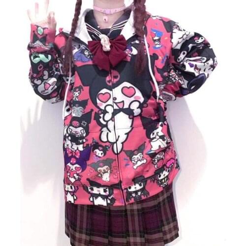 Spring Autumn Thin Hoodies Cute Kpop Women Men Harajuku Sweatshirts Japan Hip Hop Hoodie Pocket Casual Tops Kawaii Hoodies