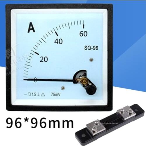 Pointer type DC ammeter sq-96 30A 50A 60A 75A 100A 75mV with shunt